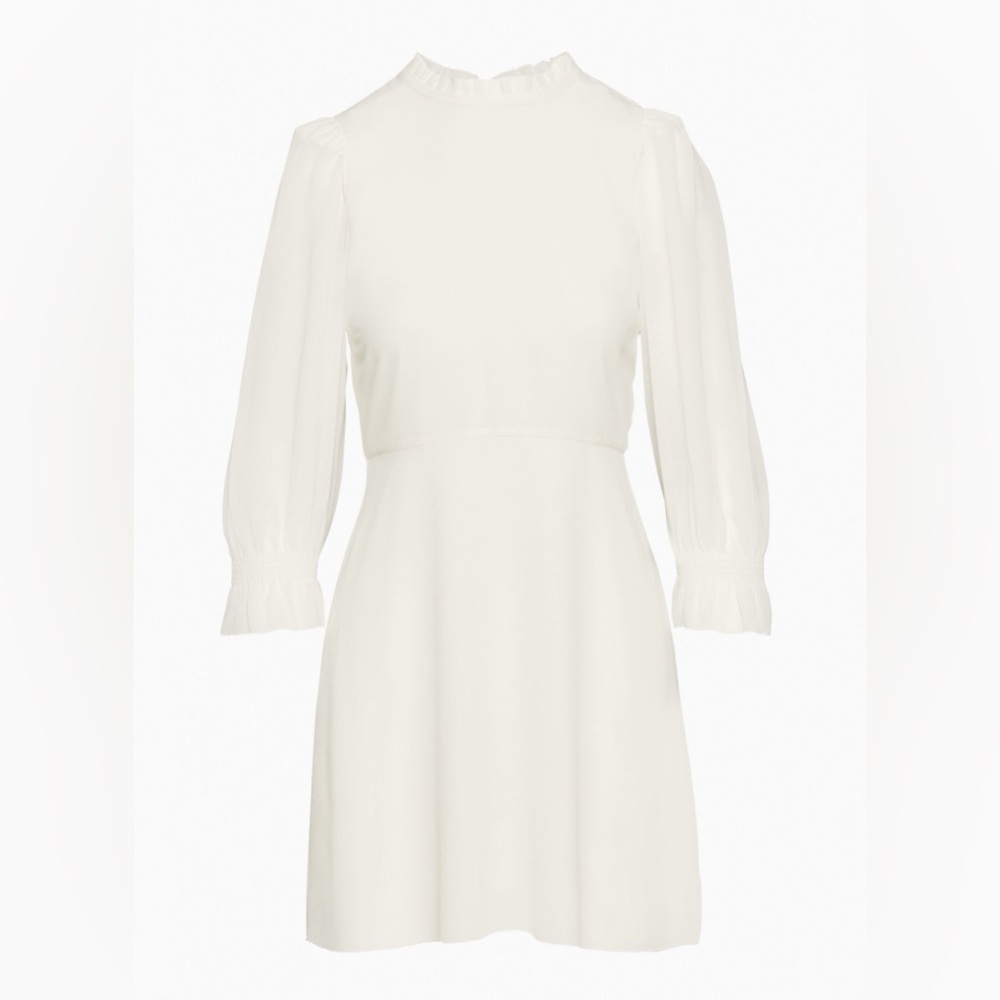 Wilfred Woman’s 4 White Sheer Swept Dress With Puff Sleeve & Ruffled Neckline - Picture 16 of 16